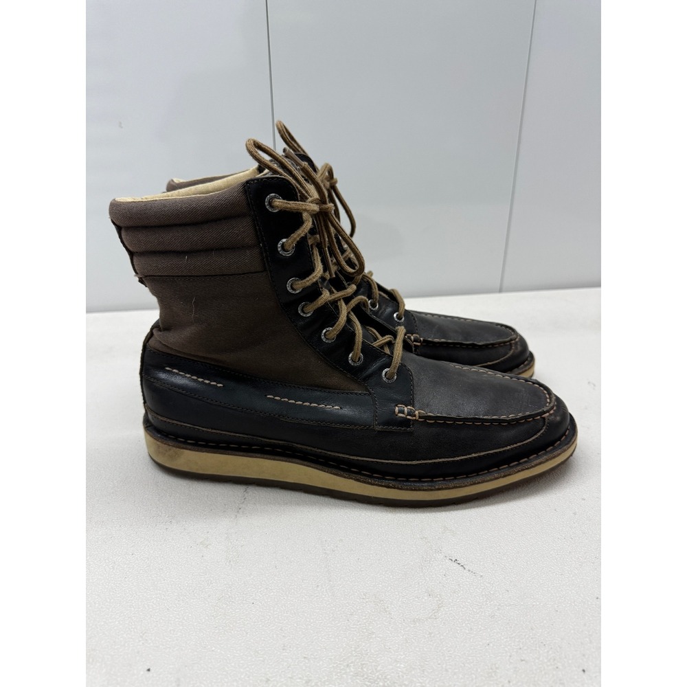 Sperry Top-Sider Mens STS14185 Dark Brown Leather Canvas Moc Toe Boots 11M